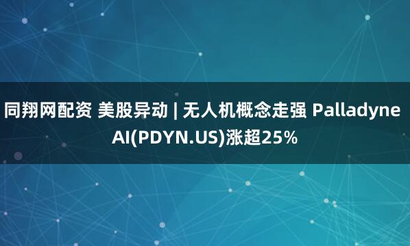 同翔网配资 美股异动 | 无人机概念走强 Palladyne AI(PDYN.US)涨超25%
