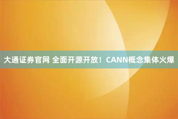 大通证券官网 全面开源开放!CANN概念集体火爆