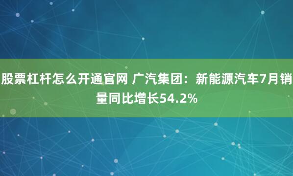 股票杠杆怎么开通官网 广汽集团：新能源汽车7月销量同比增长54.2%